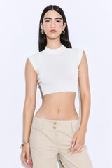 Cropped Sheer Sleeveless Knit
