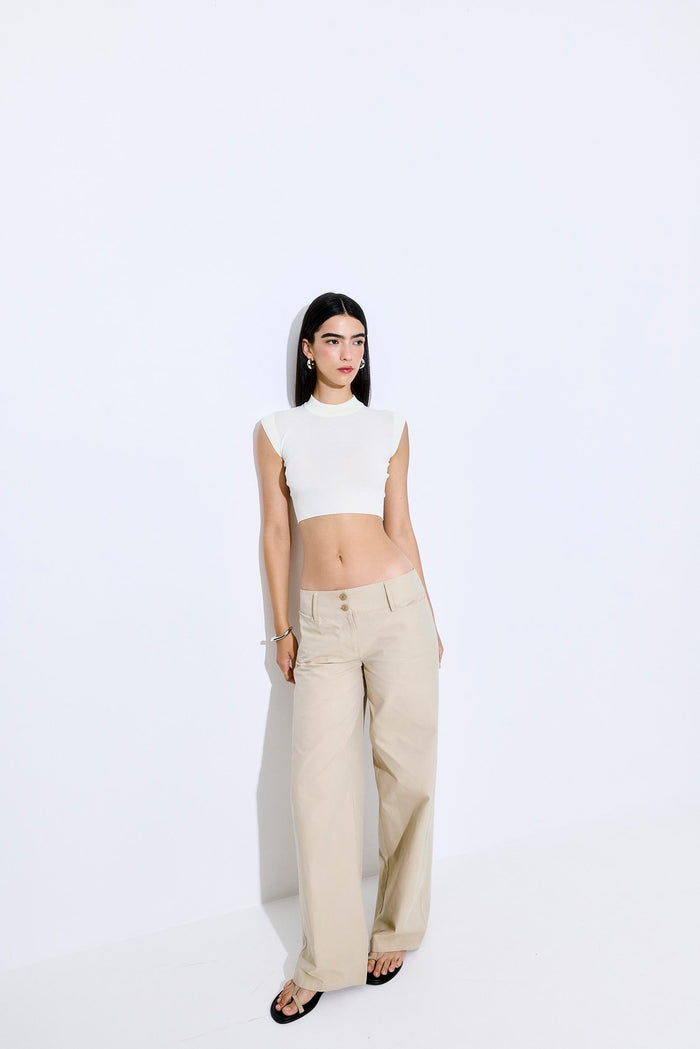 Cropped Sheer Sleeveless Knit