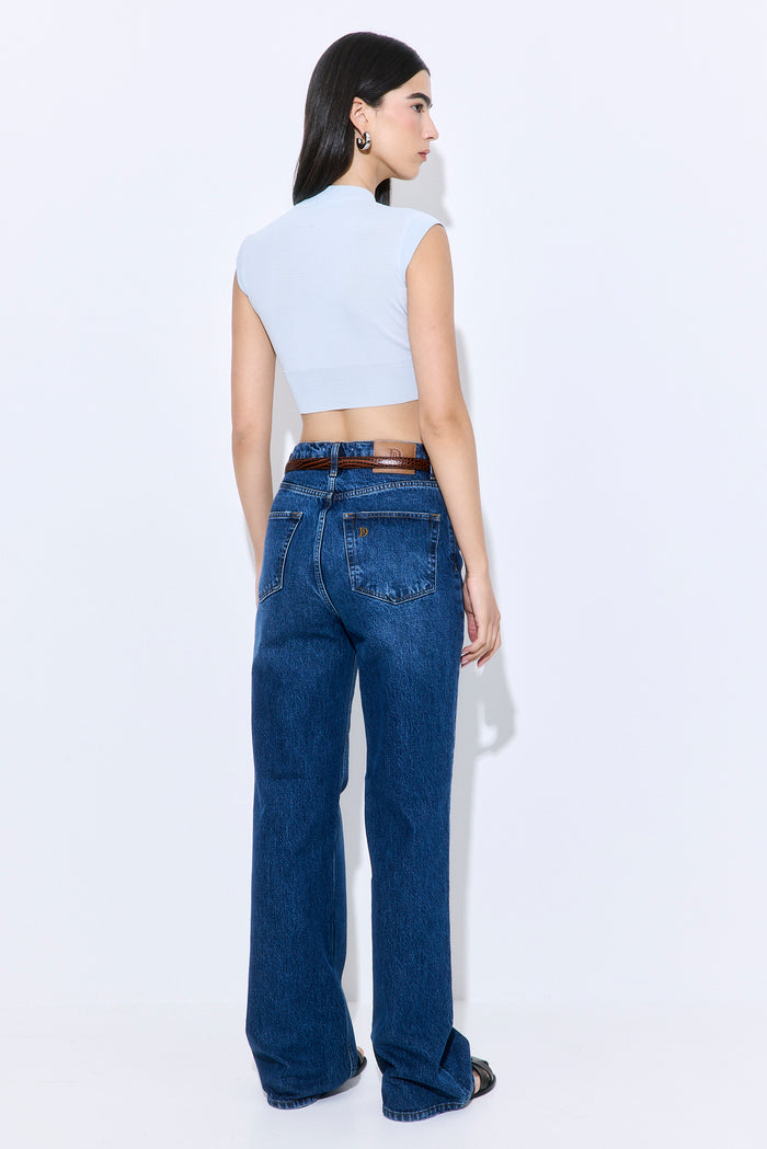 Cropped Sheer Sleeveless Knit