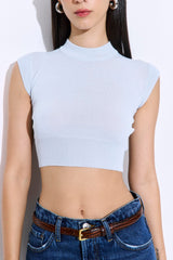 Cropped Sheer Sleeveless Knit