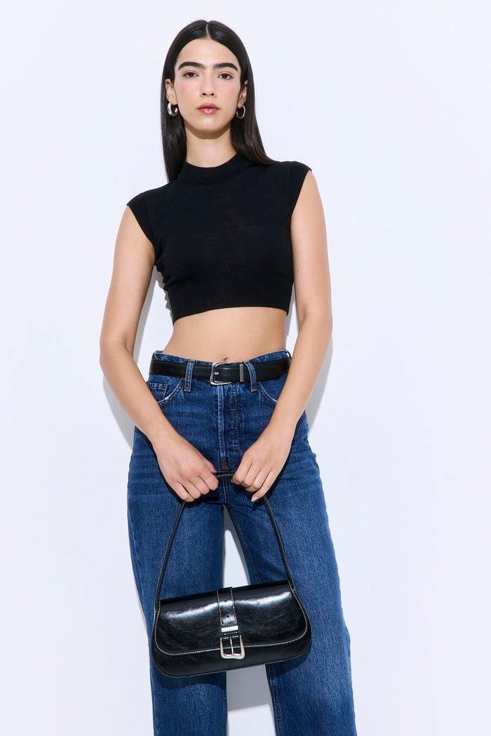 Cropped Sheer Sleeveless Knit