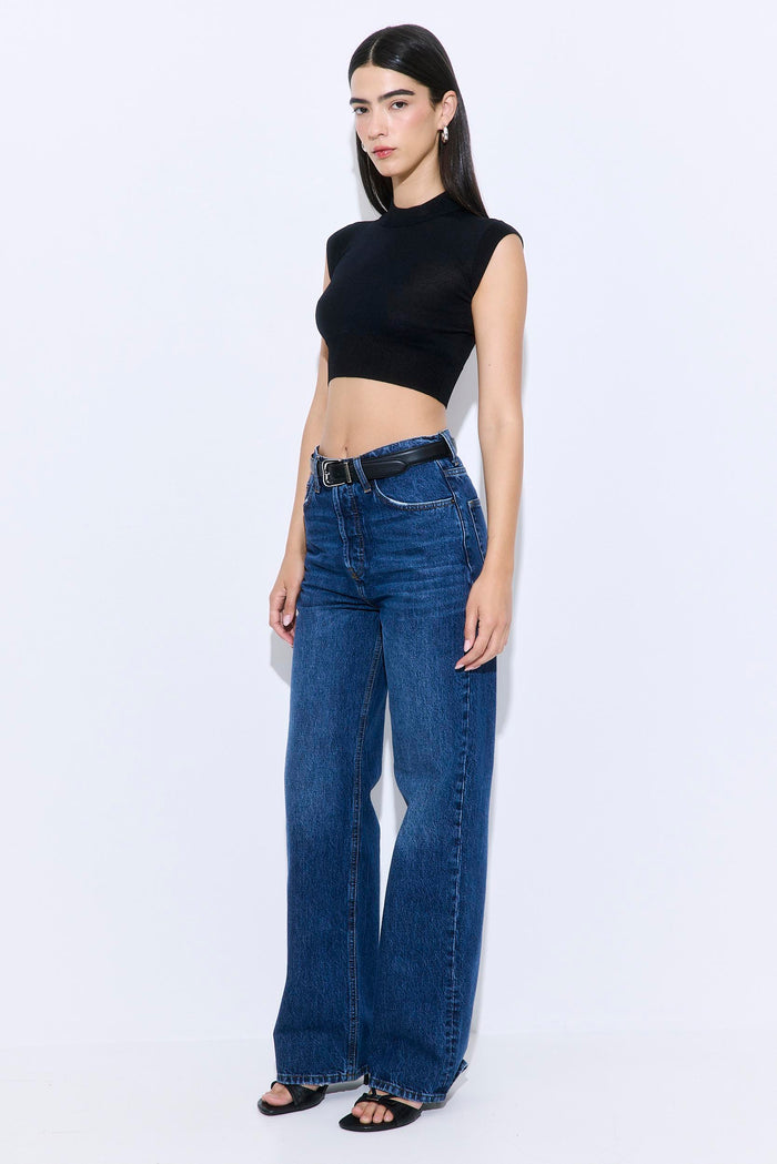 Cropped Sheer Sleeveless Knit