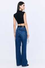 Cropped Sheer Sleeveless Knit