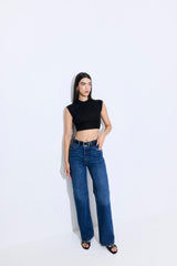 Cropped Sheer Sleeveless Knit