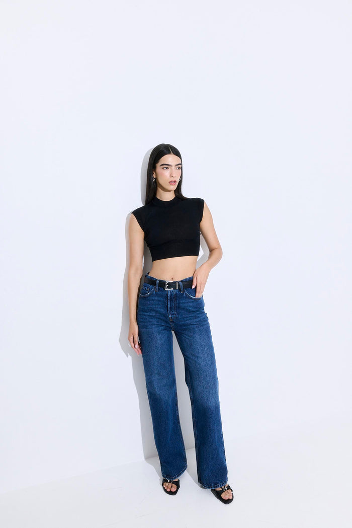 Cropped Sheer Sleeveless Knit