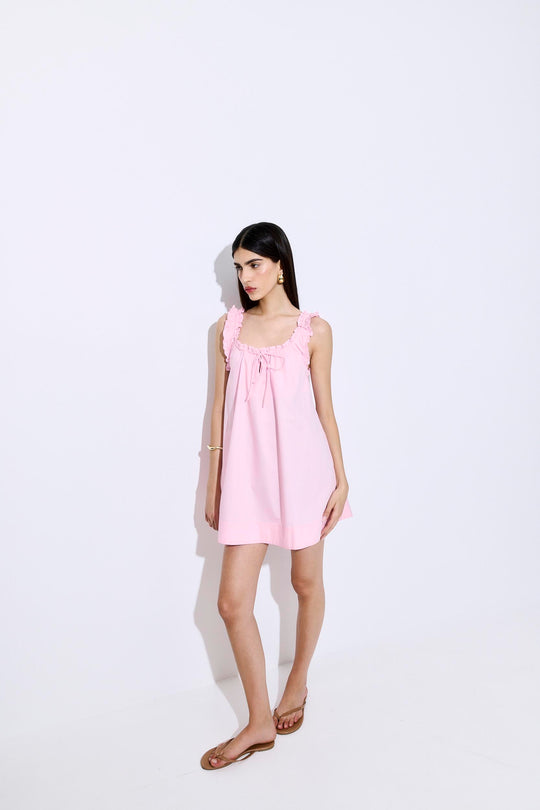 Ruffled Poplin Mini Dress