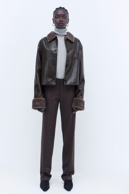 Vegan Leather Faux Fur Jacket