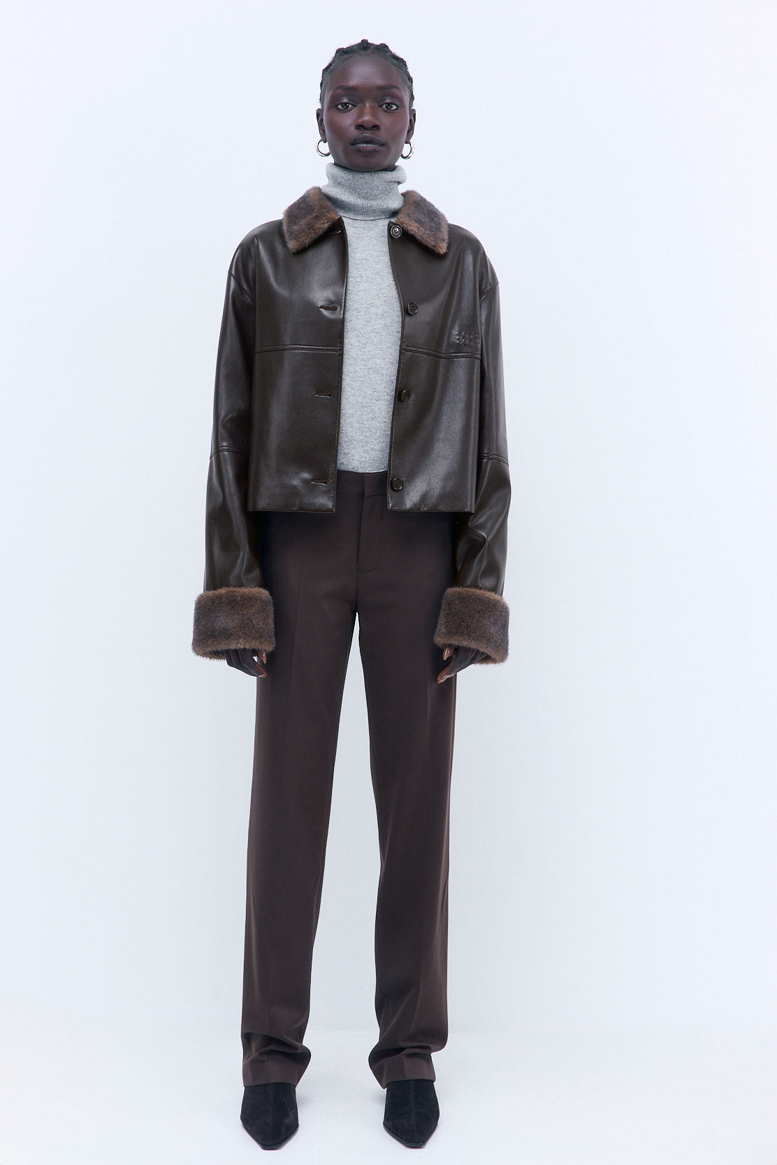 Vegan Leather Faux Fur Jacket