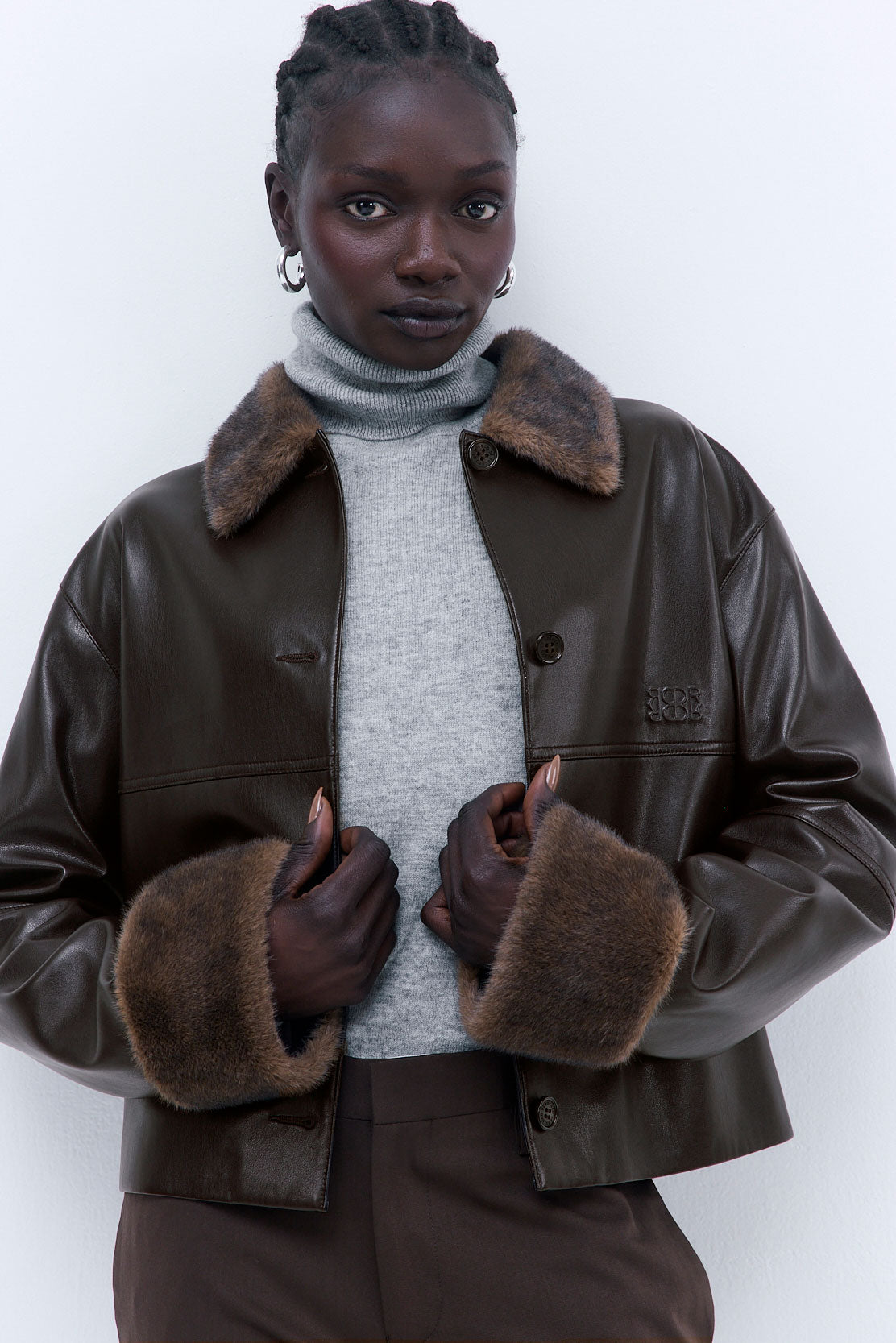 Vegan Leather Faux Fur Jacket