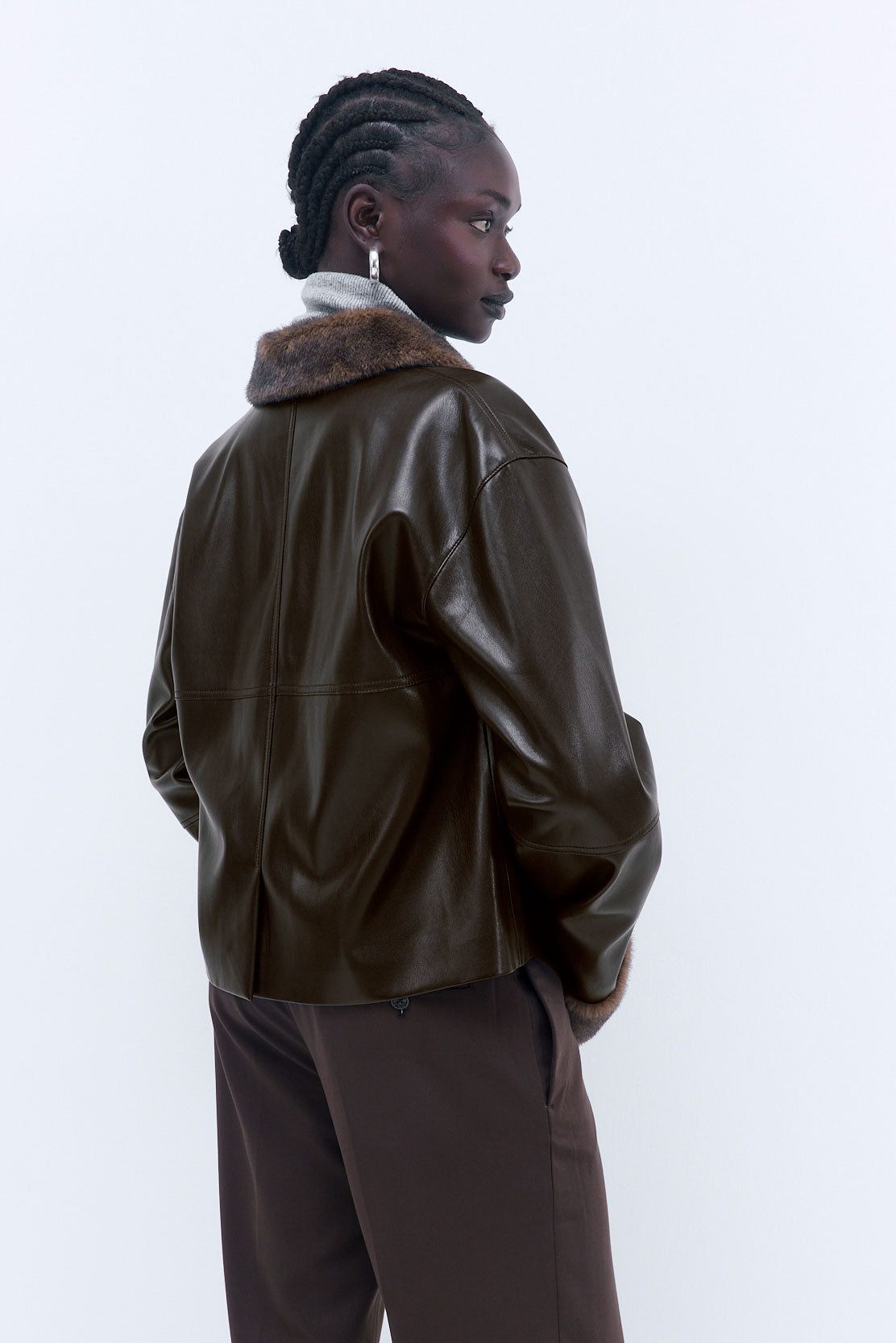 Vegan Leather Faux Fur Jacket