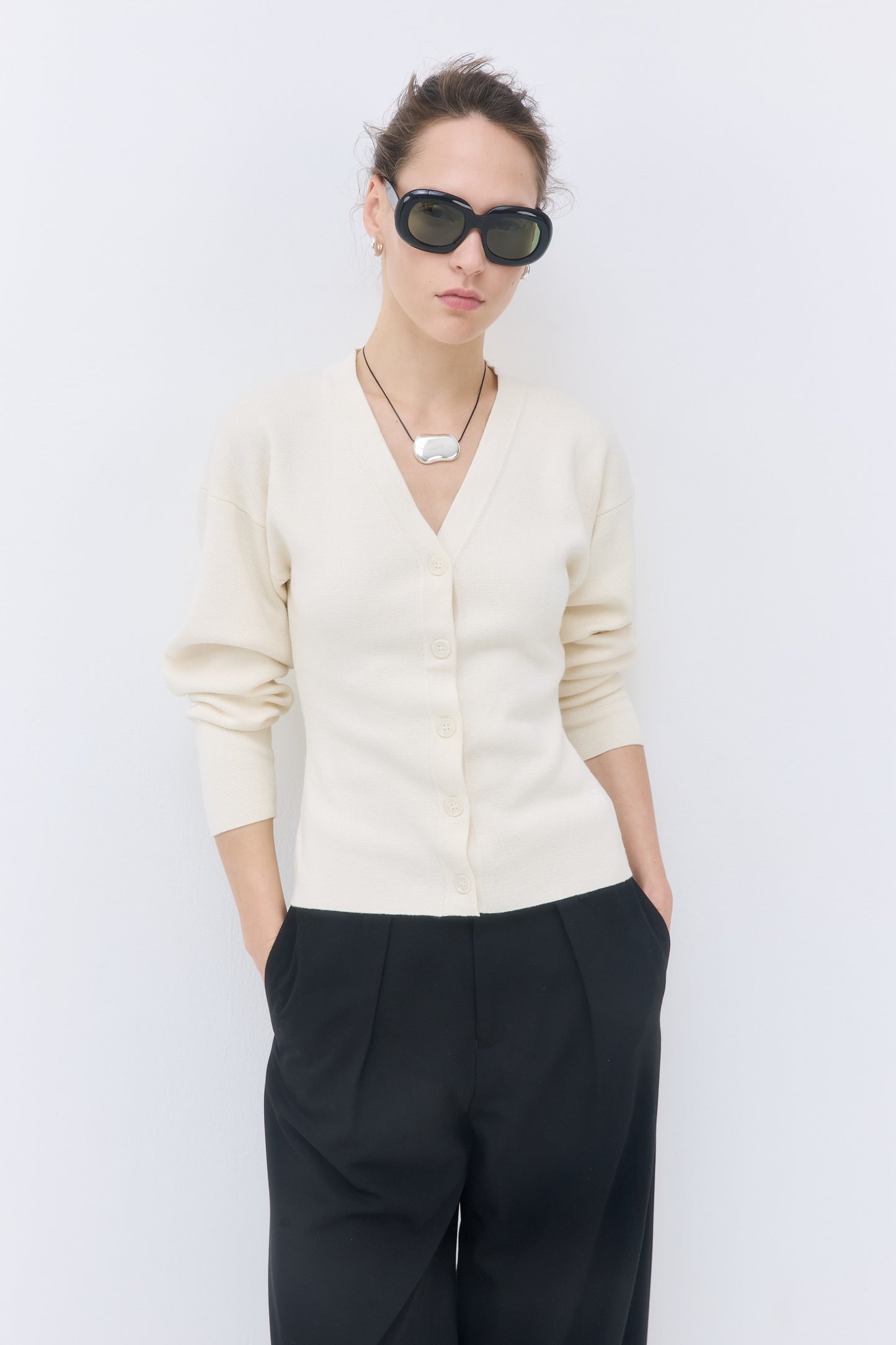 Cinched V Neck Cardigan