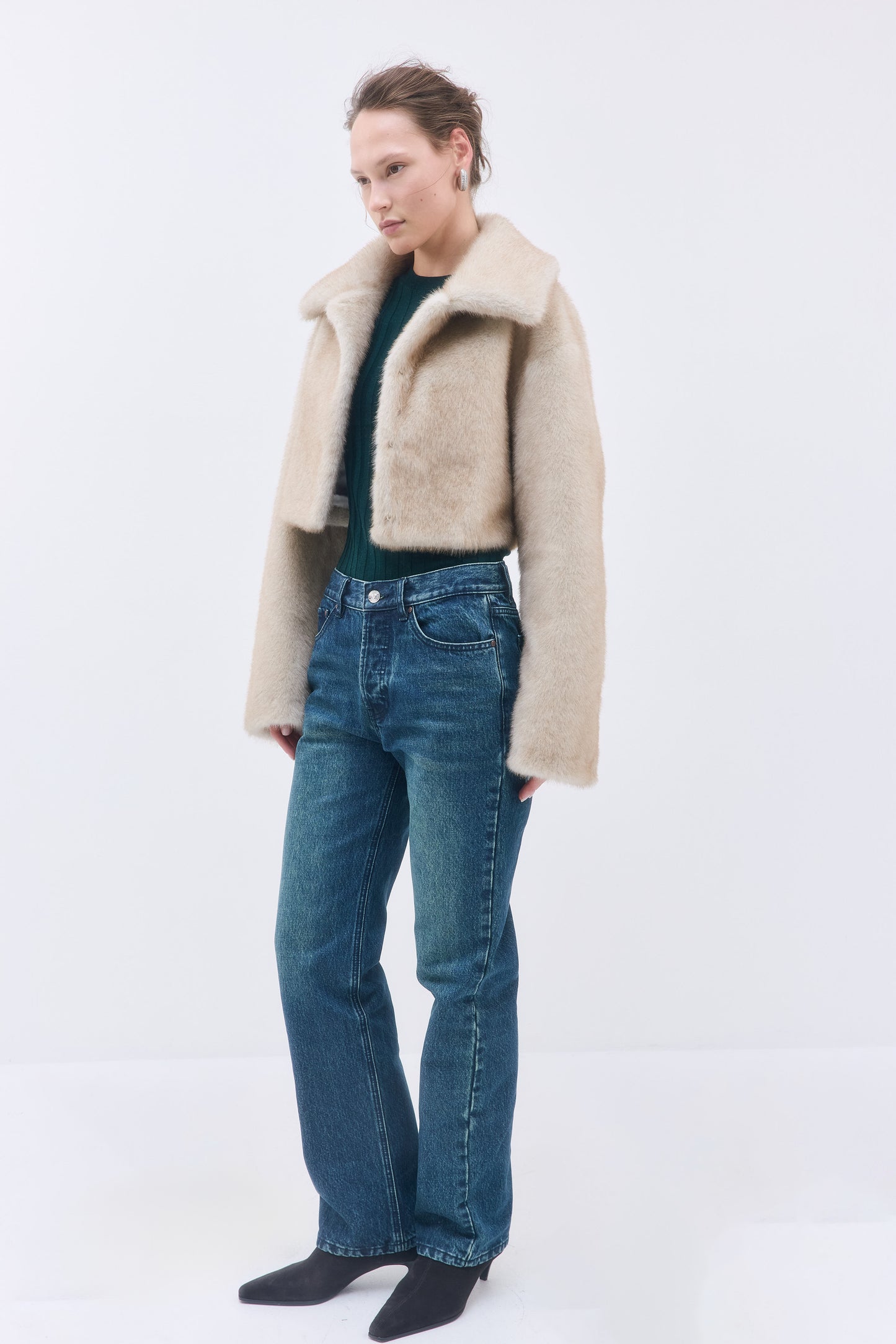 Faux Fur Cropped Coat
