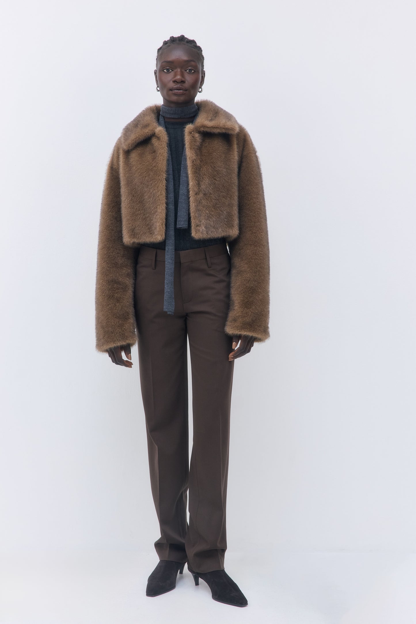 Faux Fur Cropped Coat