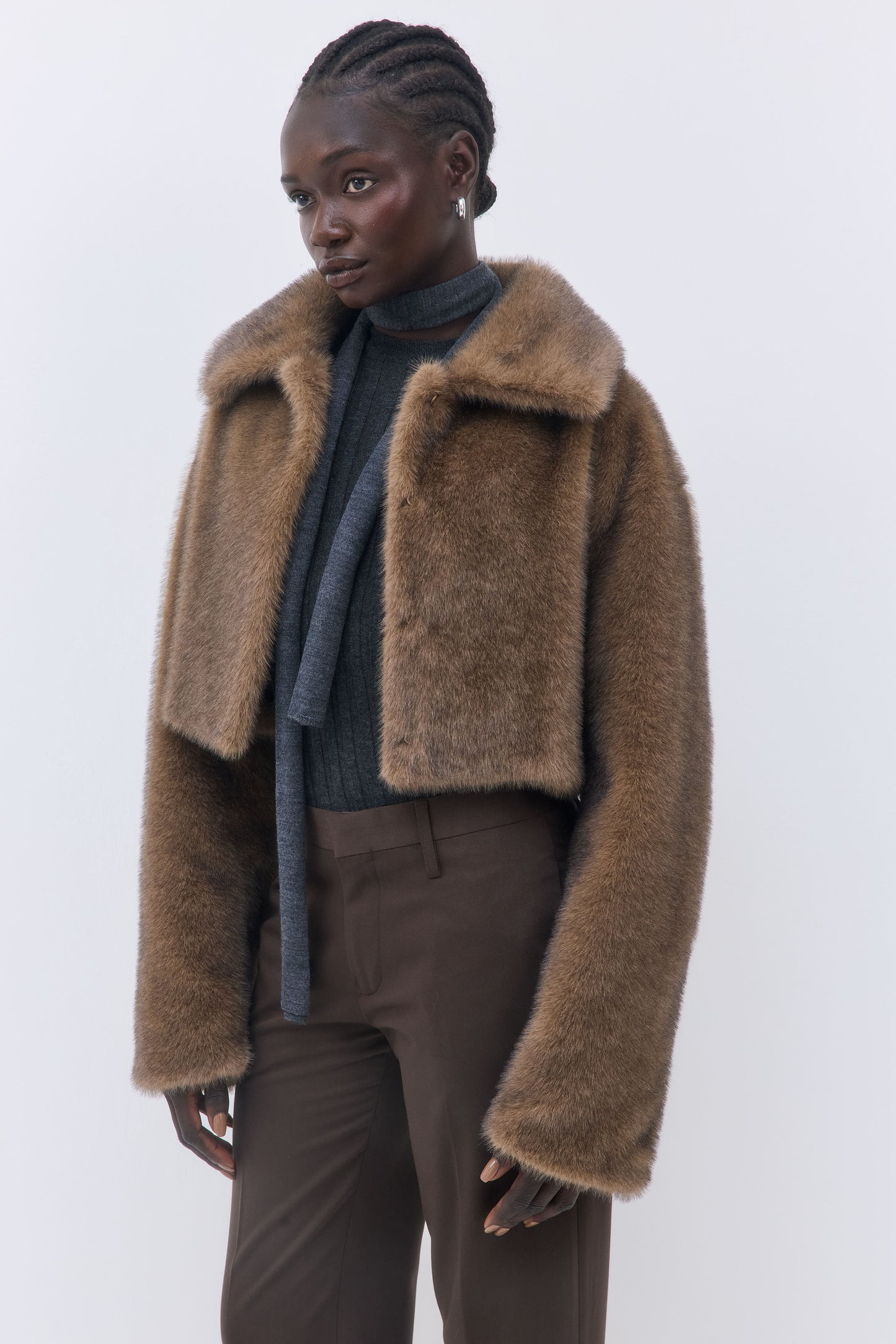 Faux Fur Cropped Coat