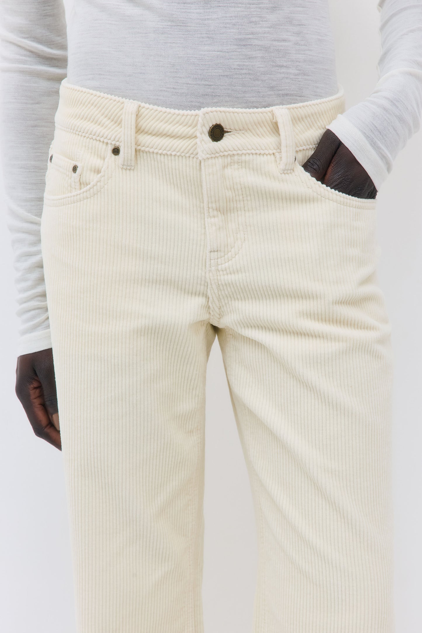 Mid Waist Corduroy Pants