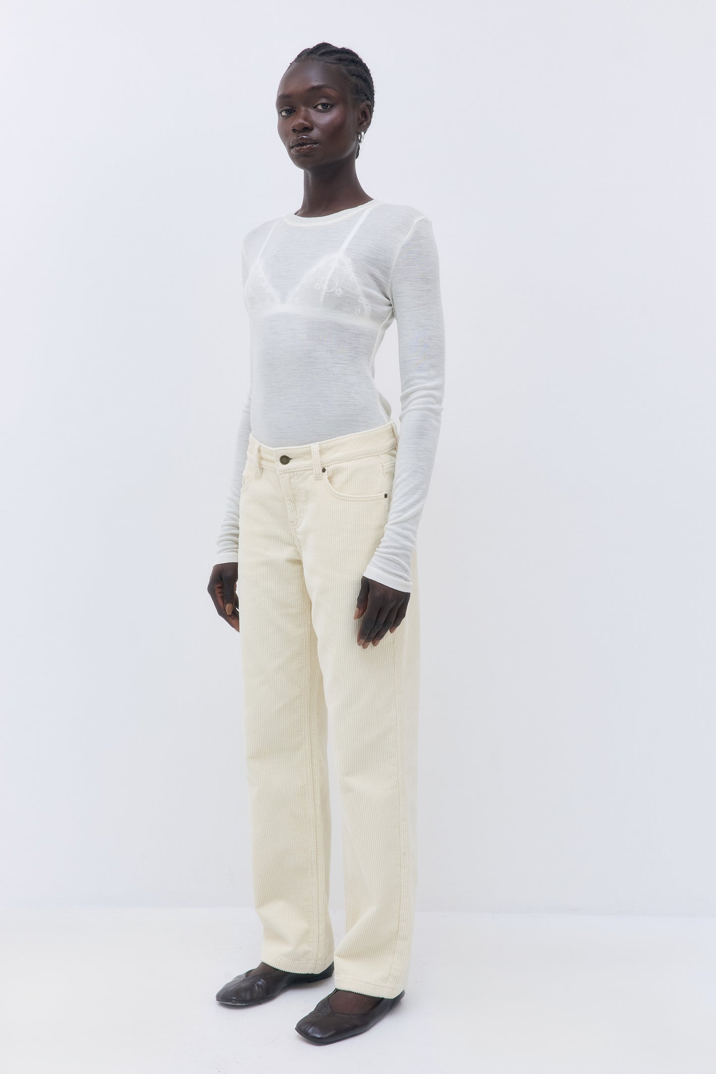 Mid Waist Corduroy Pants