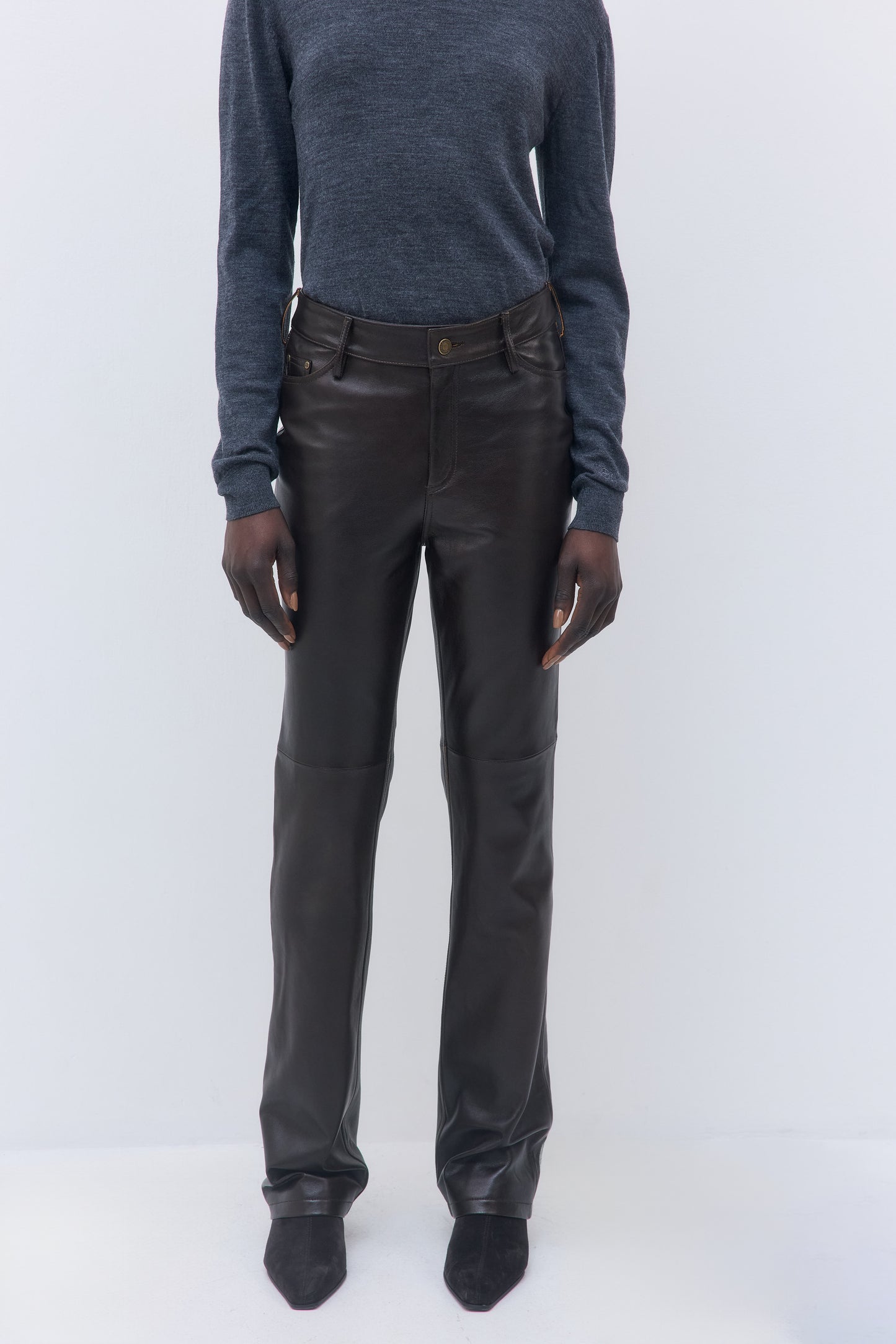 High Rise Leather Pants