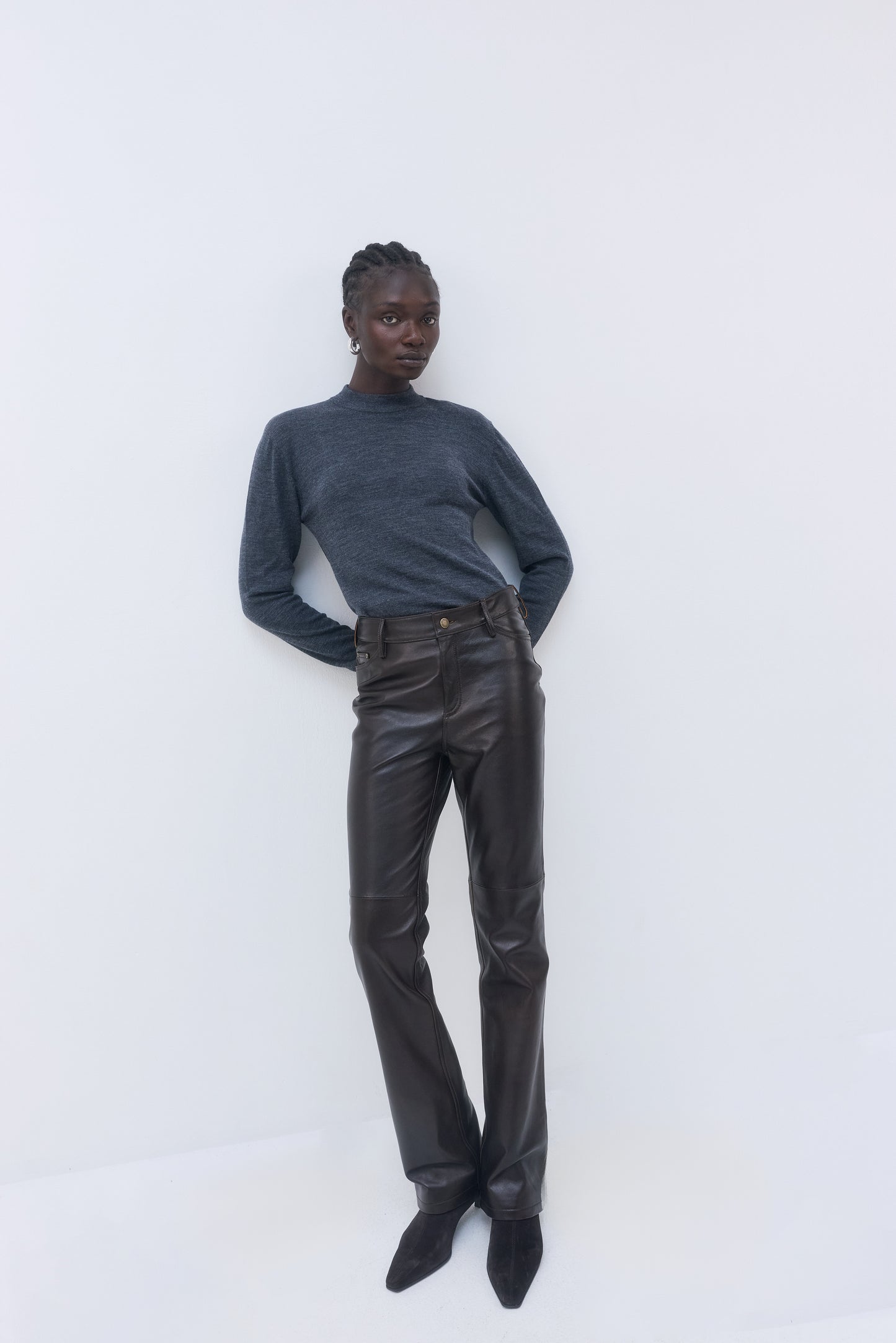 High Rise Leather Pants