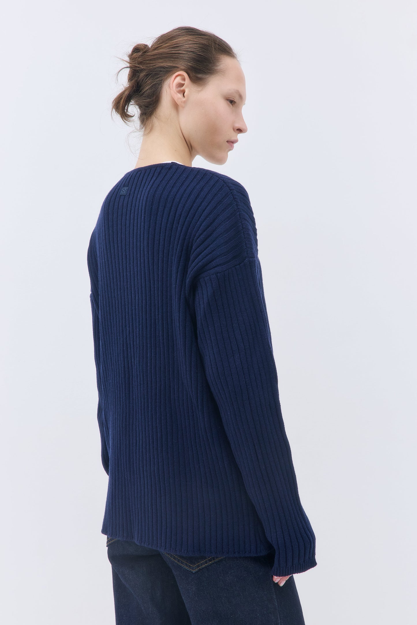 Deep V Neck Ribbed Sweater