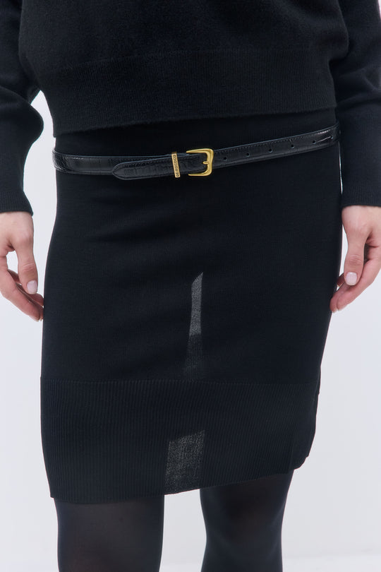 Slim Croco Buckle Belt