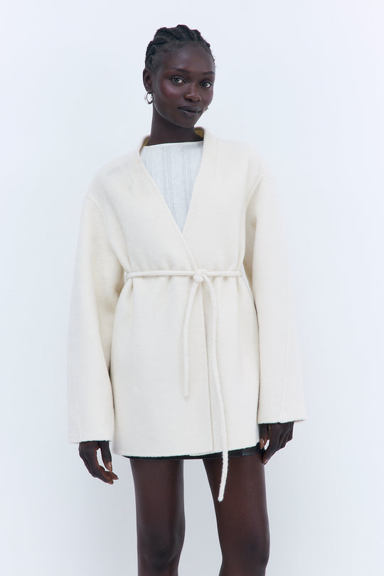 Double Wool Wrap Coat