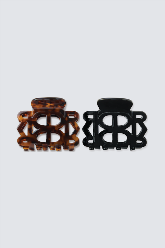 Black x Tortoise Claw Clip Set (2 Pieces)