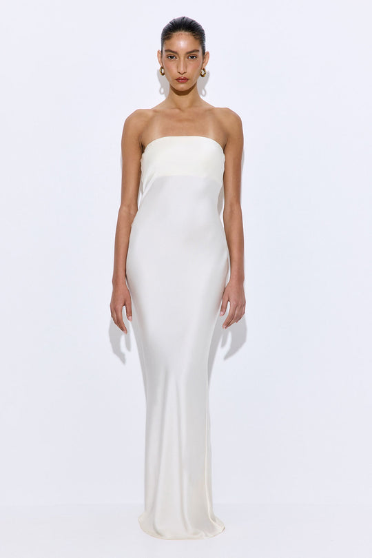 Satin Strapless Maxi Dress