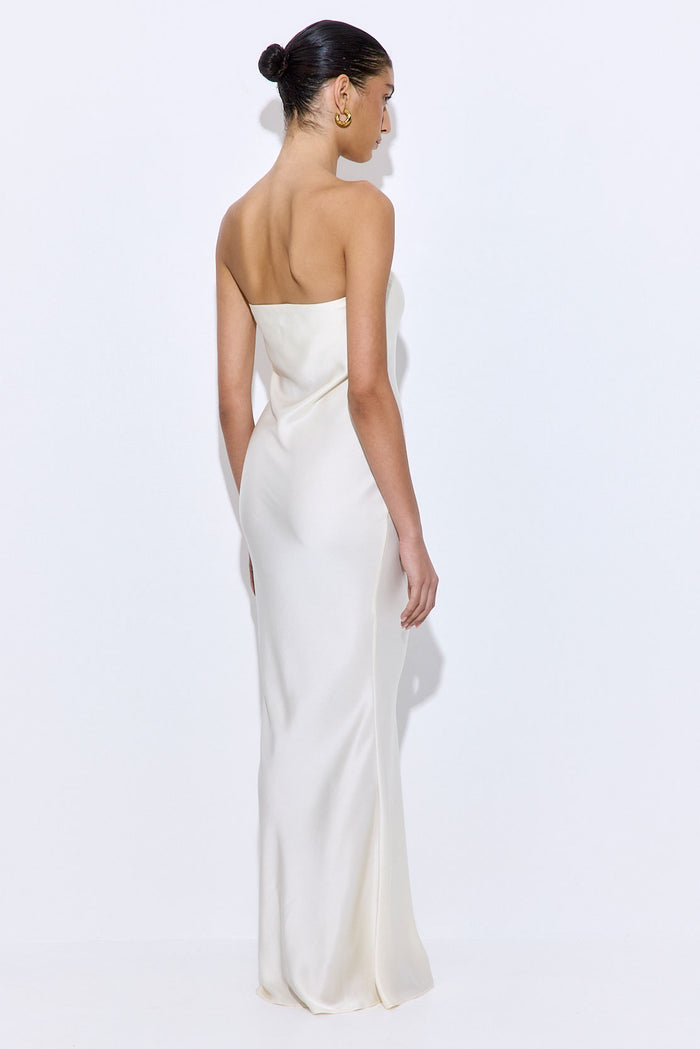 Satin Strapless Maxi Dress