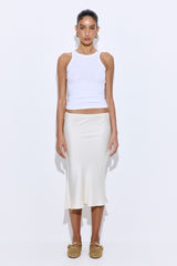 Satin Slip Midi Skirt