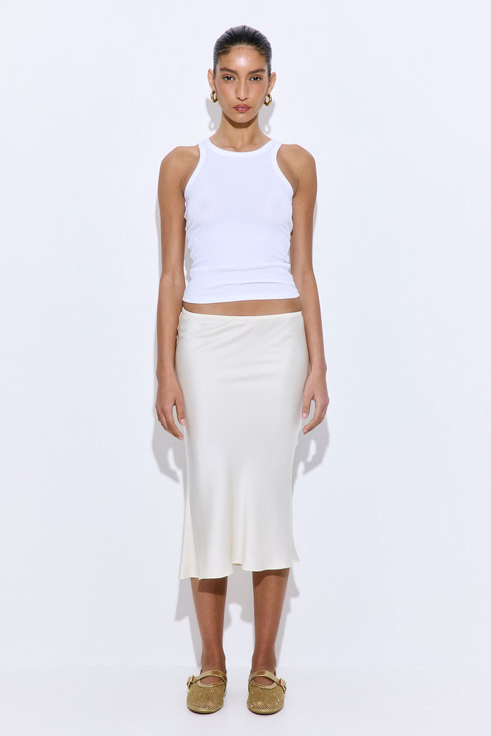 Satin Slip Midi Skirt