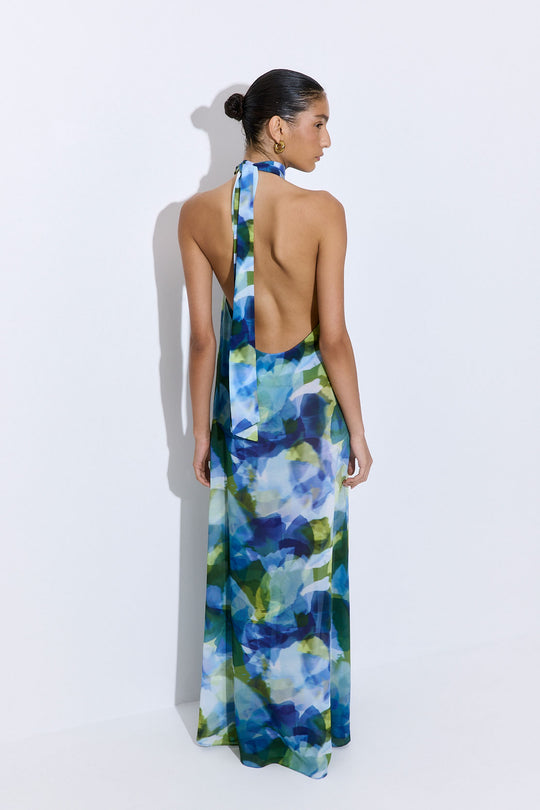 Semi Sheer Collar Maxi Dress