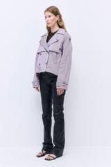 Striped Drill Double Breasted Trench Coat