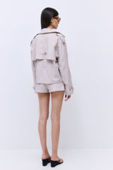 Striped Drill Double Breasted Trench Coat