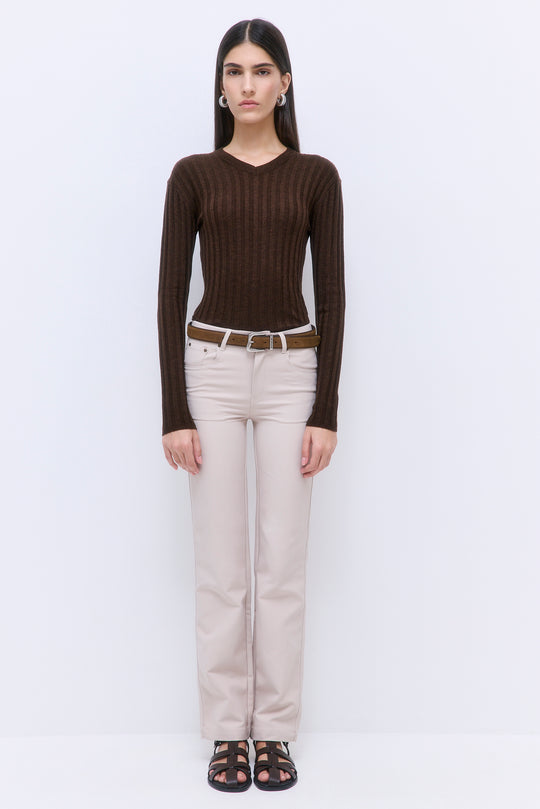 Soft Ribbed V Neck