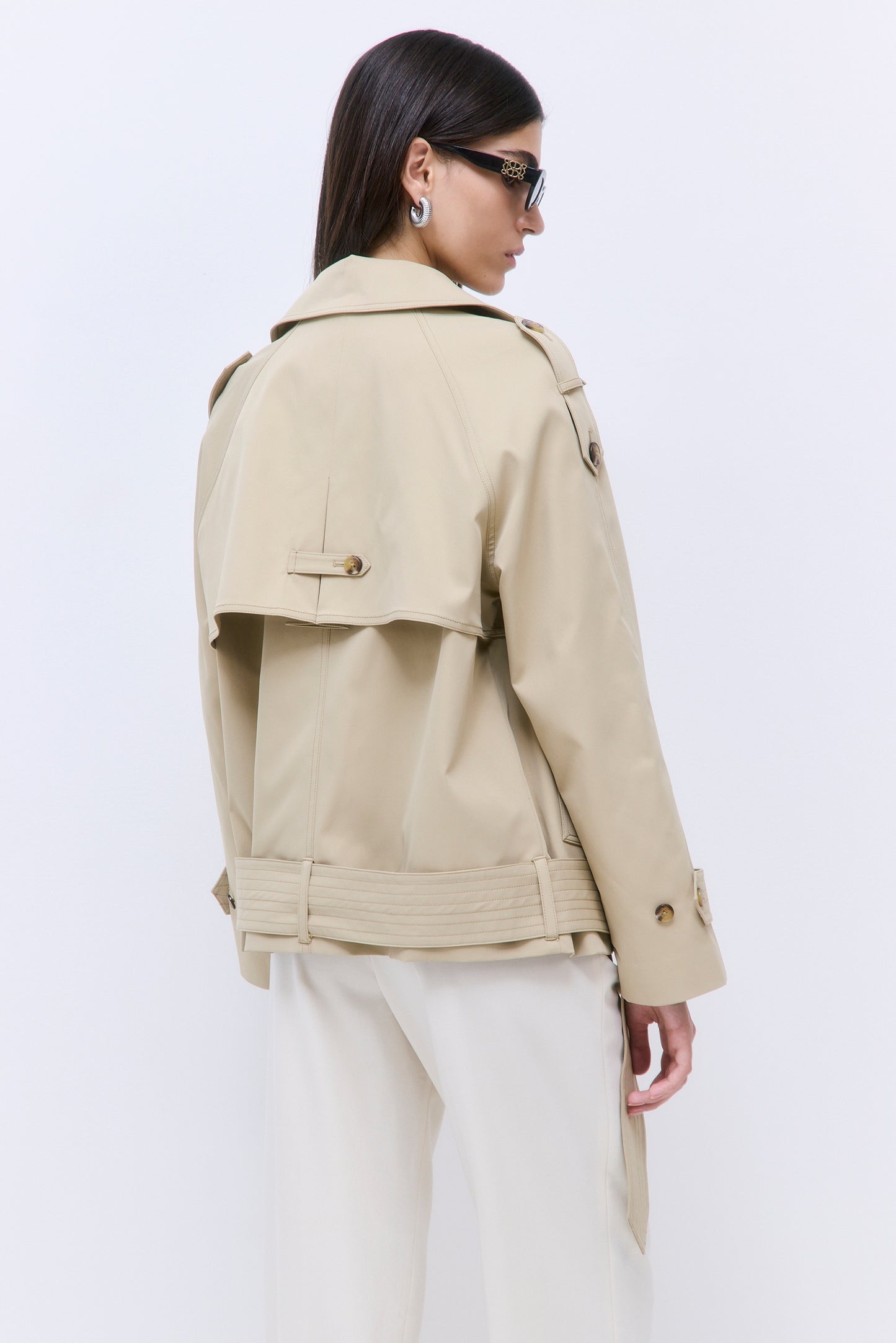 Oversized Cropped Double Breasted Trench Coat