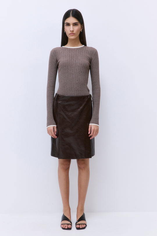 Vegan Leather Midi Wrap Skirt