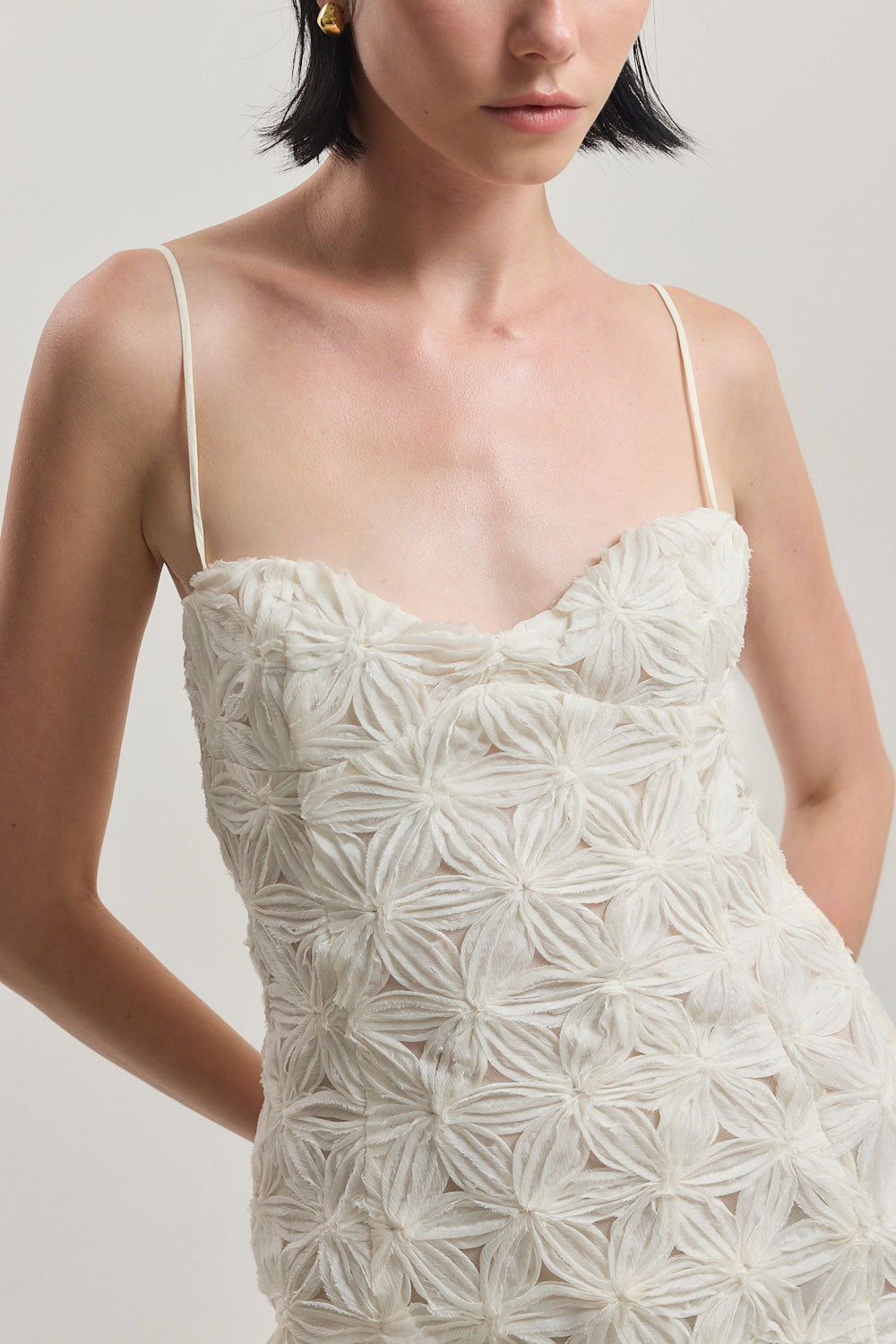 Embossed Floral Corset Mini Dress