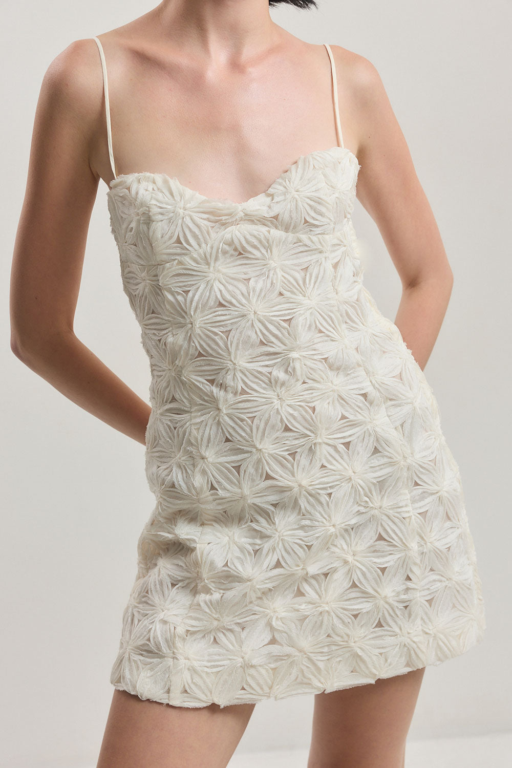 Embossed Floral Corset Mini Dress