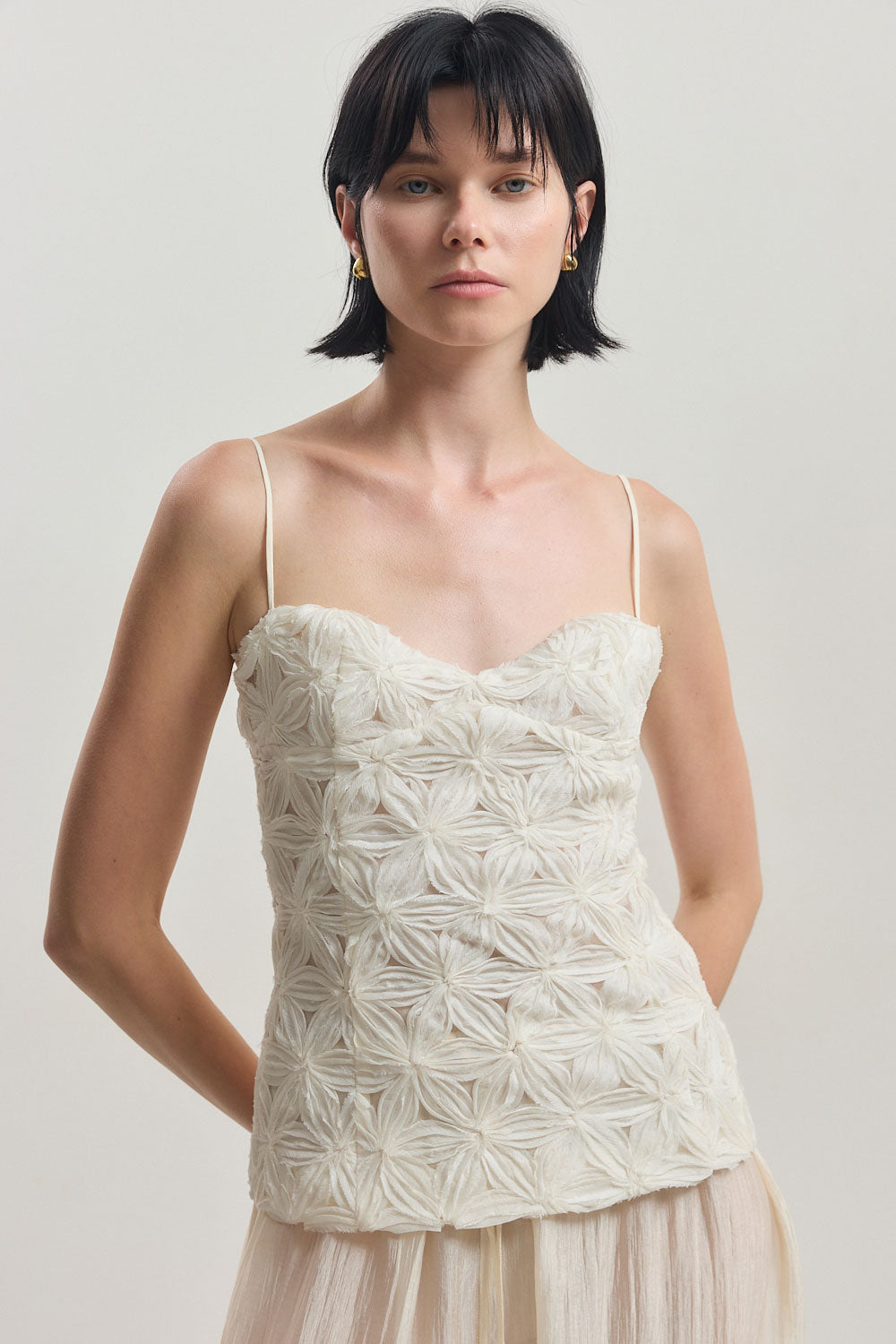Embossed Floral Corset Top