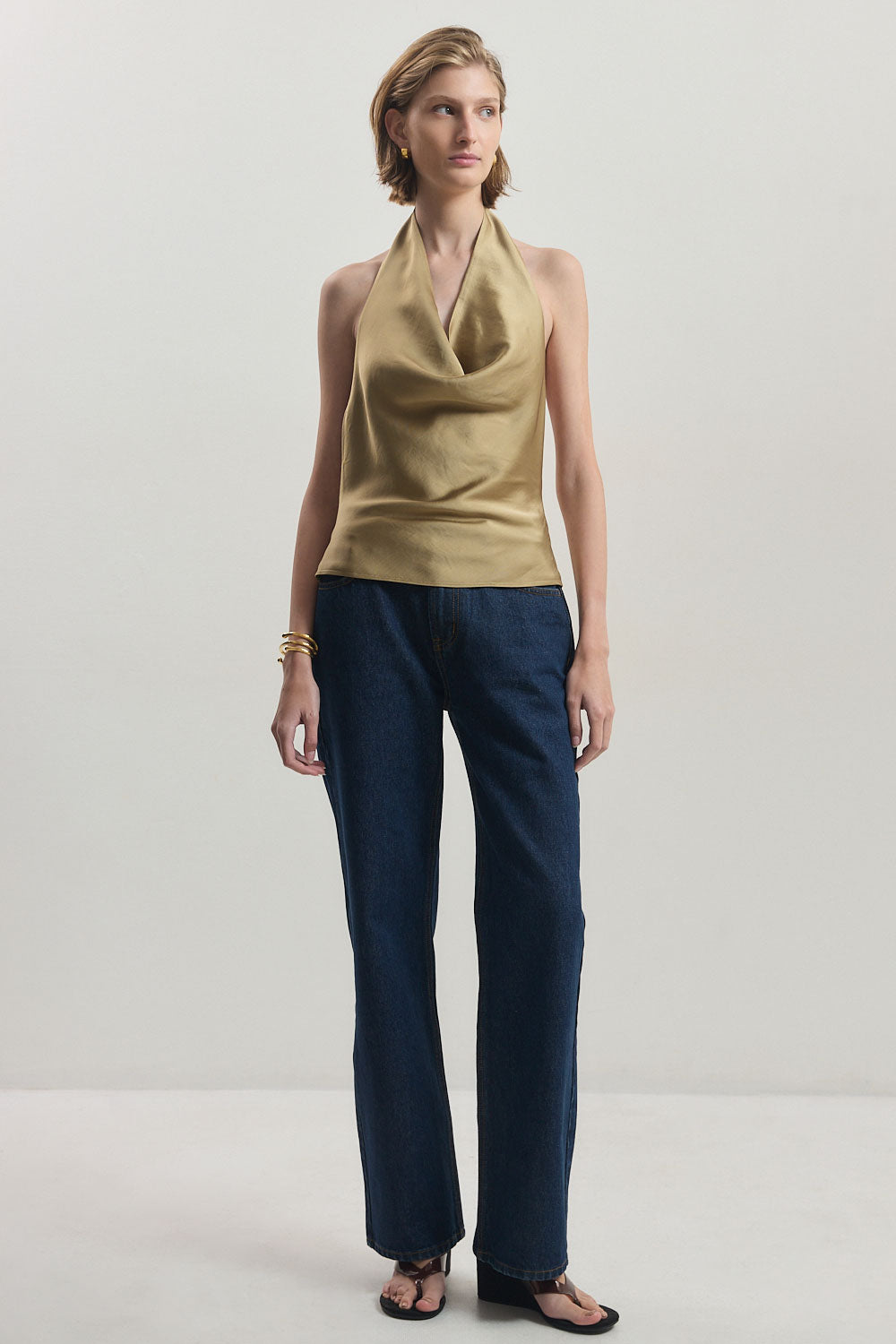 Twill Draped Halter Top