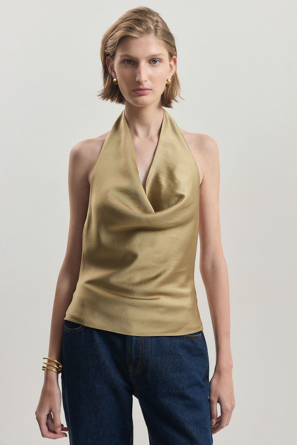 Twill Draped Halter Top