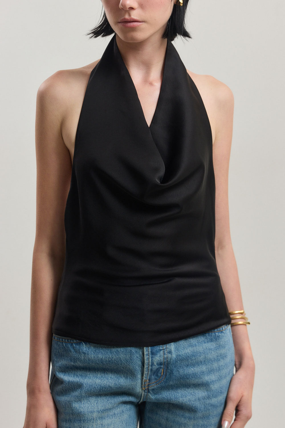 Twill Draped Halter Top