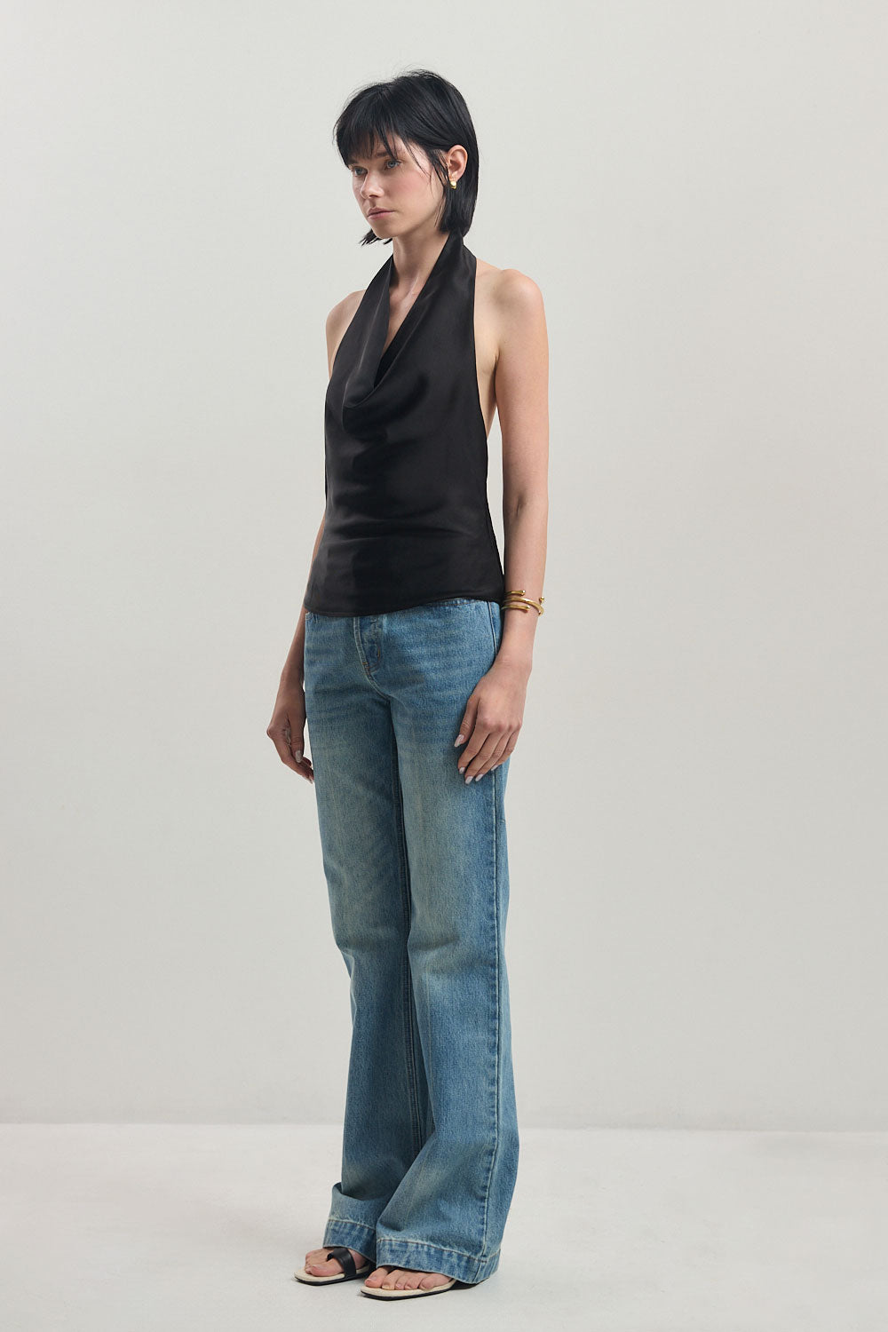 Twill Draped Halter Top