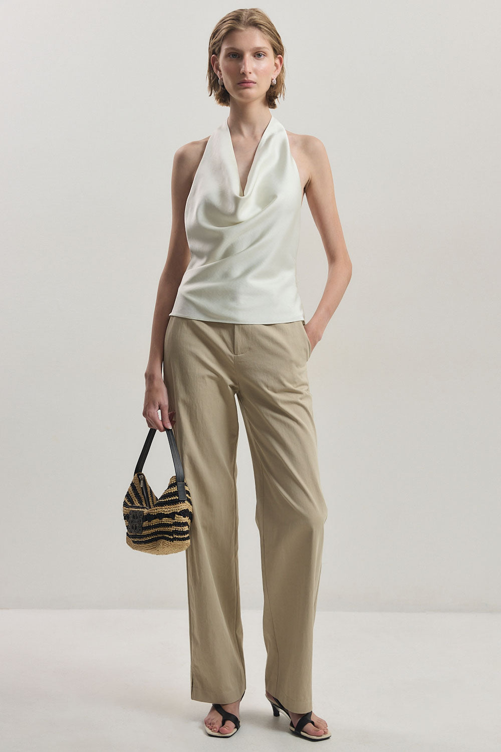 Twill Draped Halter Top