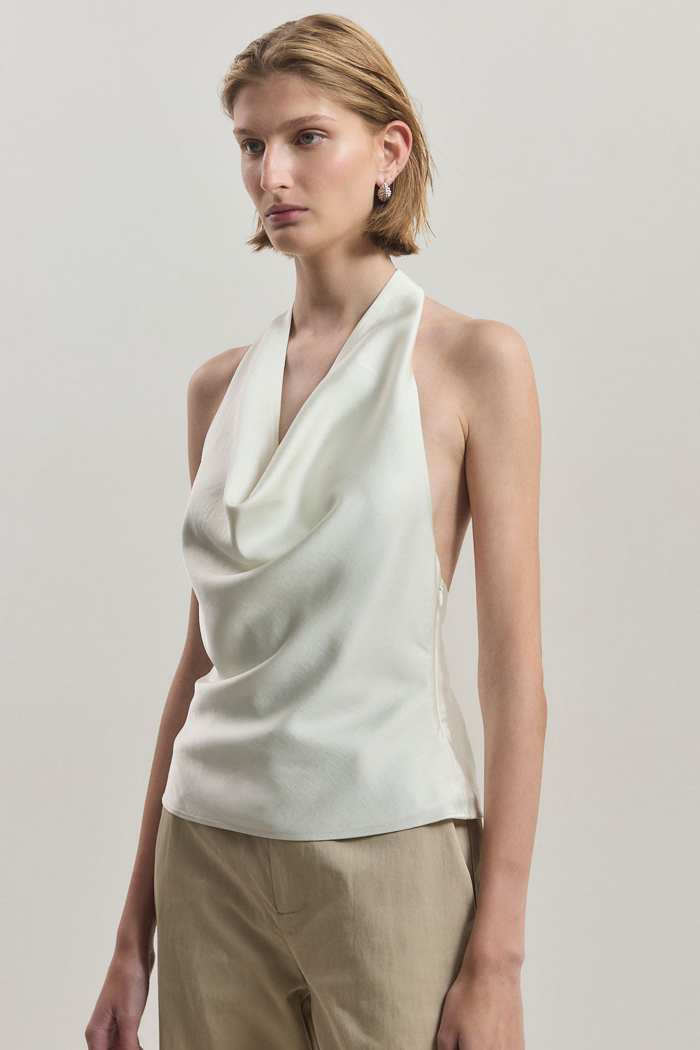 Twill Draped Halter Top