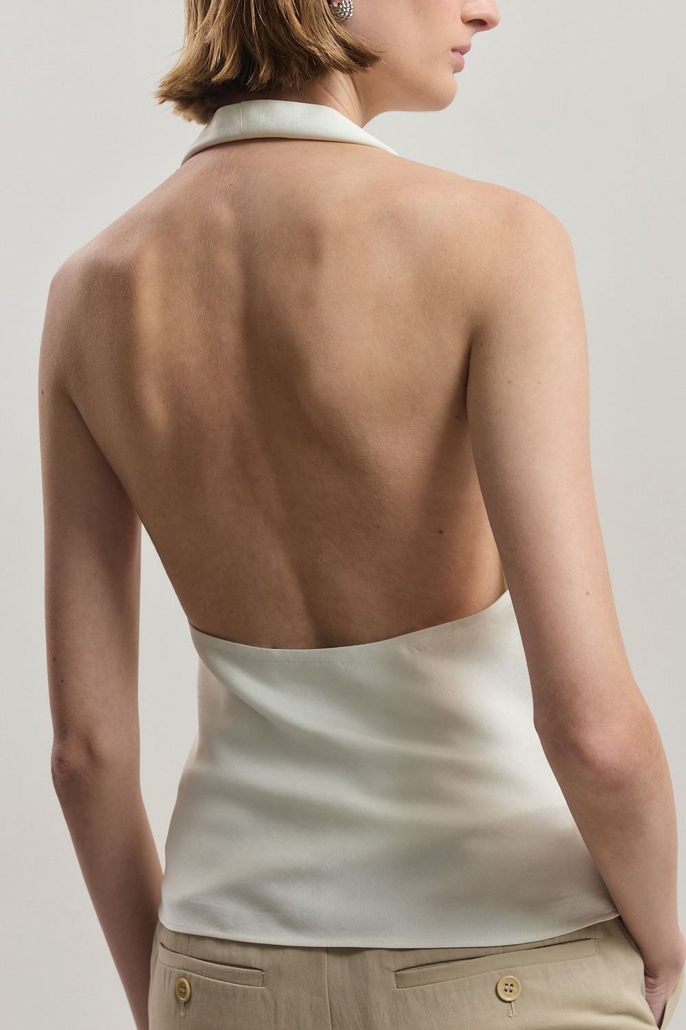 Twill Draped Halter Top