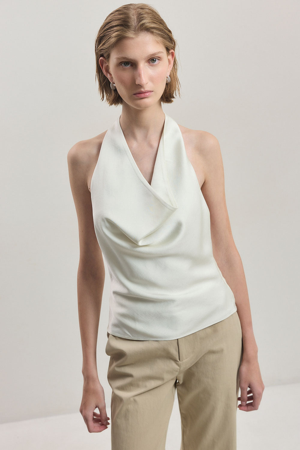Twill Draped Halter Top