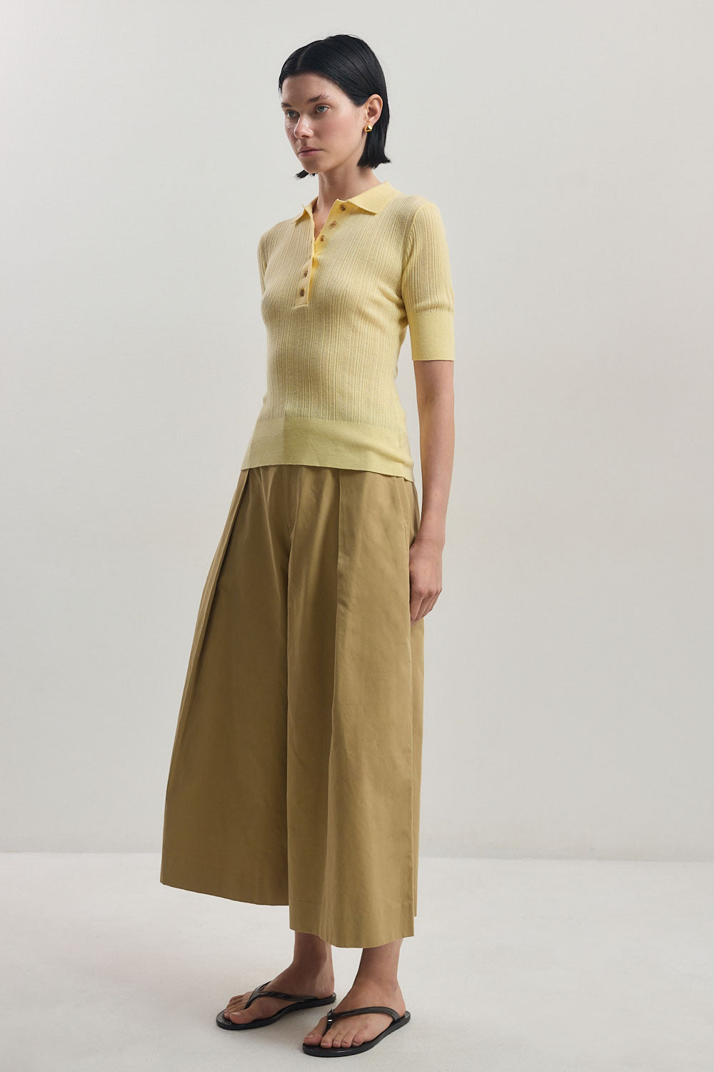 Mid Sleeve Polo Top