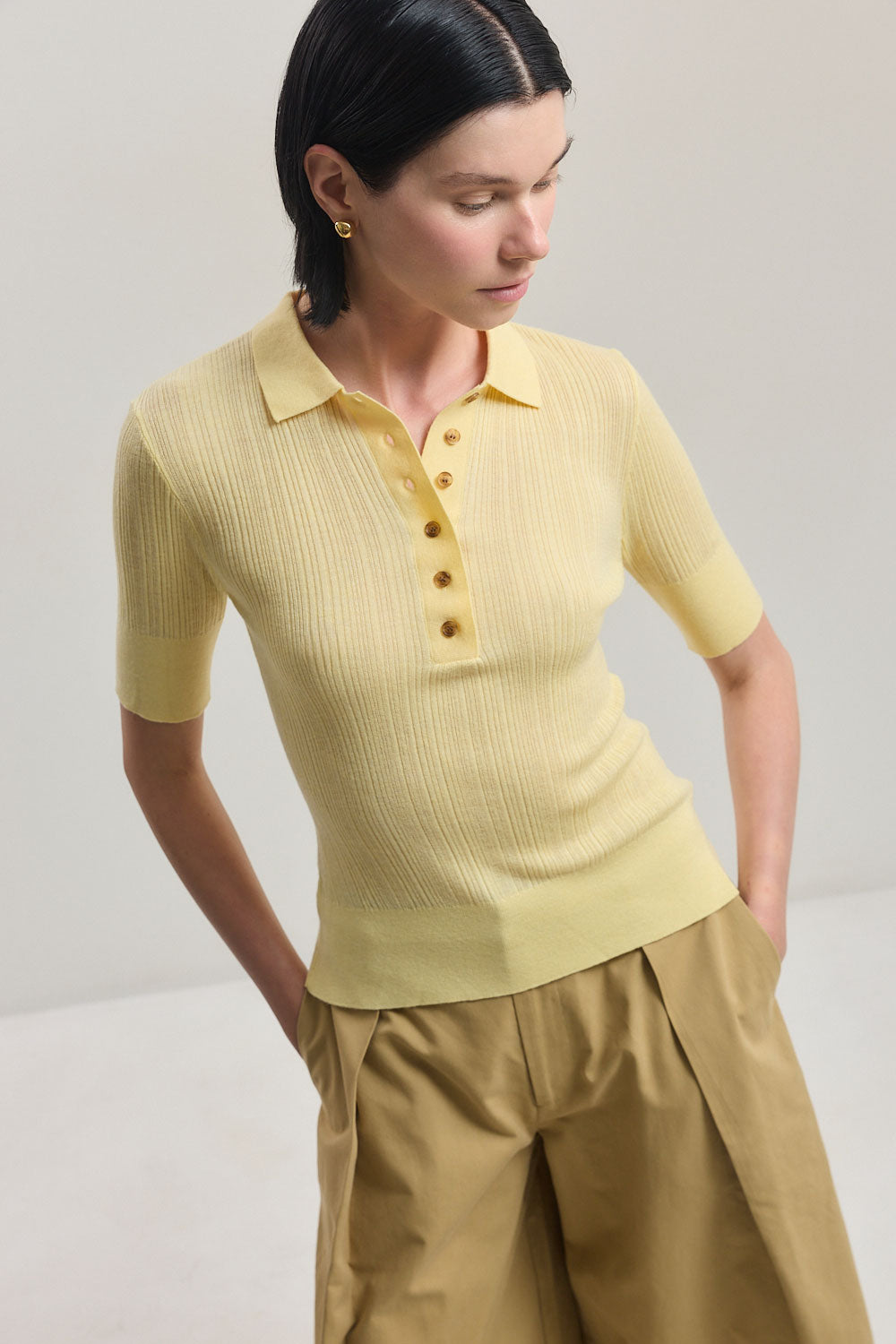 Mid Sleeve Polo Top