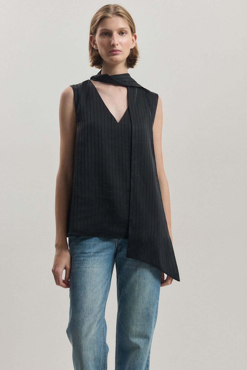 V Neck Scarf Top